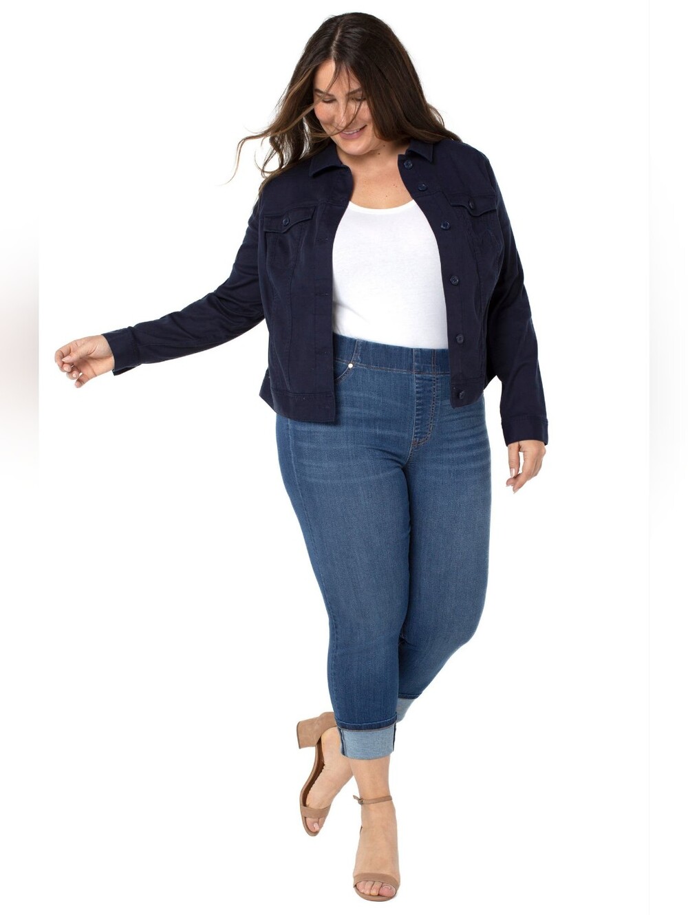 🚨NEW LIVERPOOL Chloe Pull On Wide Cuff Crop Jeans Stretchy High Rise Size 12